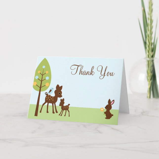 Woodland Animals Babydusche Dankeskarte (Vorderseite)