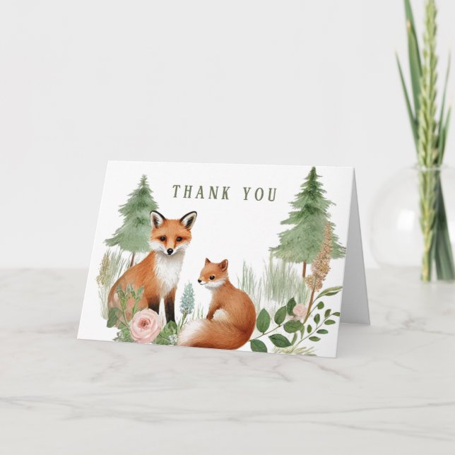 Woodland Animals Babydusche Dankeskarte (Vorderseite)