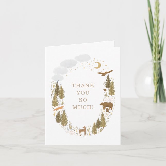 Woodland Animals Babydusche Dankeskarte (Vorderseite)