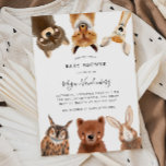 Woodland Animals Babydusche Einladung<br><div class="desc">Rustikale und skurrile Thema Baby Dusche Einladung Karte mit der Darstellung eines Waschbären,  Fuchs,  Reh,  Eule,  Bär,  und ein Kaninchen. Dieses Design ist geschlechtsneutral.</div>