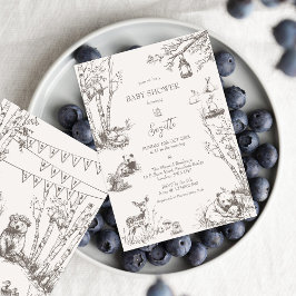 Woodland Animals Babydusche Einladung