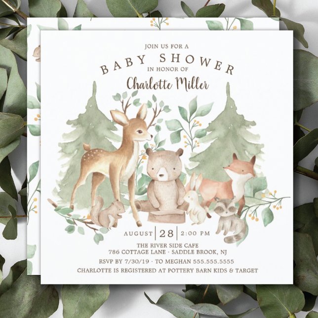 Woodland Animals Babydusche Einladung (Von Creator hochgeladen)
