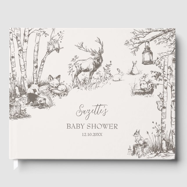 Woodland Animals Babydusche Gästebuch (Vorderseite)