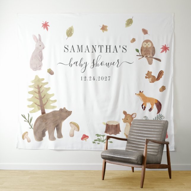 Woodland Animals Babydusche Hintergrund Foto Prop Wandteppich (Beispiel (Horizontal))