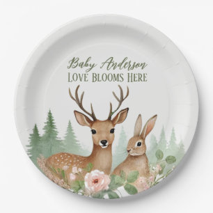 Woodland Animals Babydusche Pappteller
