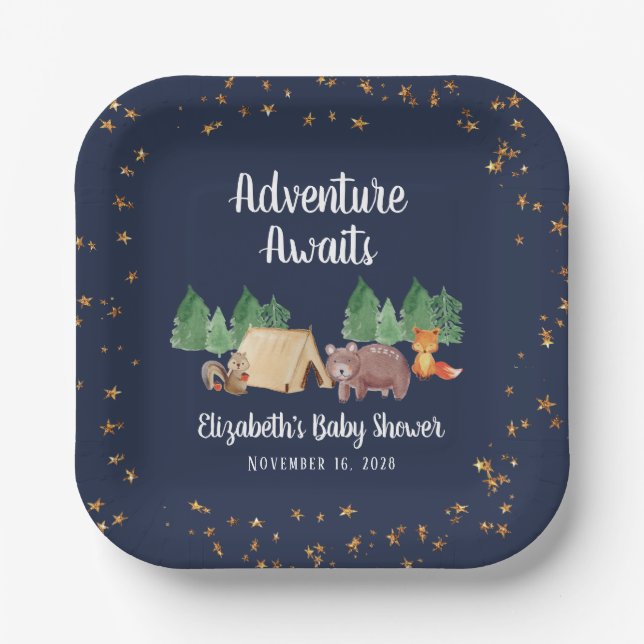 Woodland Animals Babydusche Pappteller (Vorderseite)