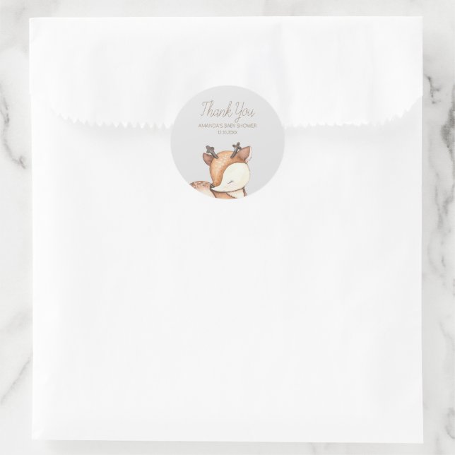 Woodland Animals Babydusche Runder Aufkleber (Tasche)