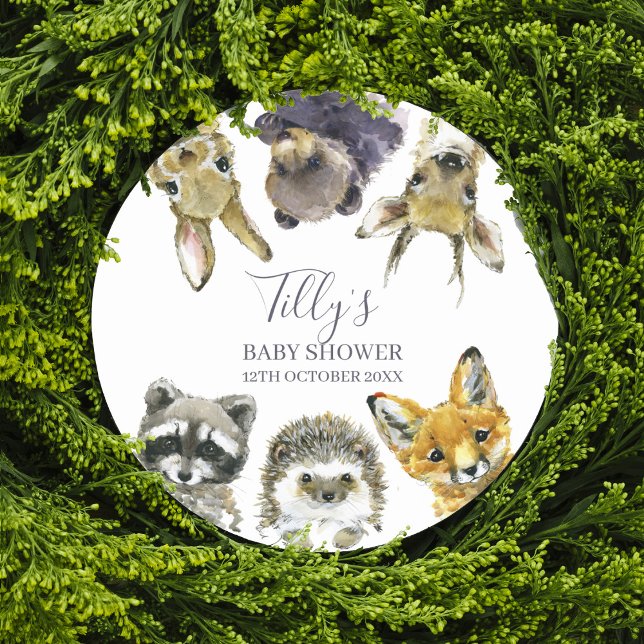 Woodland Animals Babydusche Runder Aufkleber (Von Creator hochgeladen)