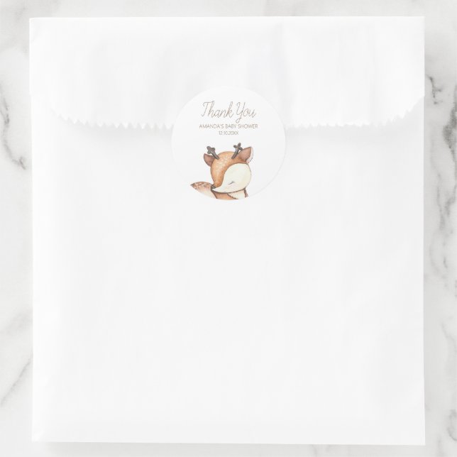 Woodland Animals Babydusche Runder Aufkleber (Tasche)