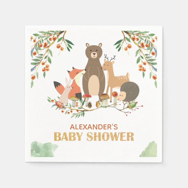 Woodland Animals Babydusche Serviette (Vorderseite)