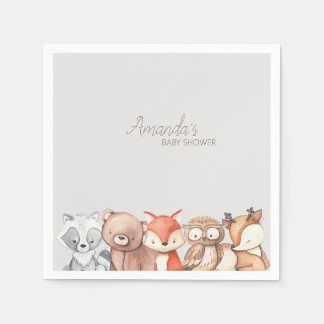 Woodland Animals Babydusche Serviette (Vorderseite)