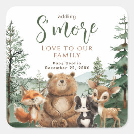 Woodland Animals Babydusche S'mores Gefallen Quadratischer Aufkleber
