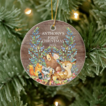 Woodland Animals Baby's First Christmas Ornament