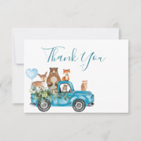 Woodland Animals Blue Truck Danke Karte