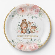 Woodland Animals Blush Bloral Baby Dusche Geburtst