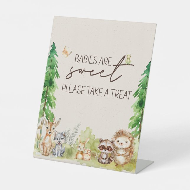 Woodland Animals Boho Baby Dusche Gefallen Sockelschild (Vorderseite)