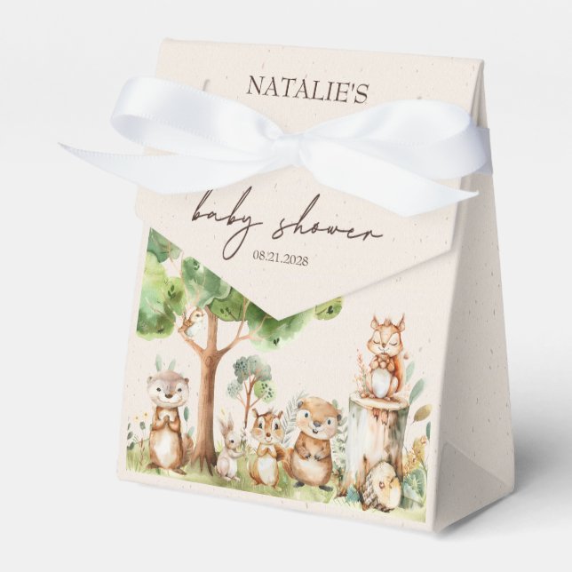 Woodland Animals Boho Boy Baby Dusche Geschenkschachtel (Vorderseite)