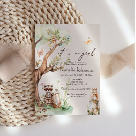 Woodland Animals Boho Girl Baby Dusche Einladung