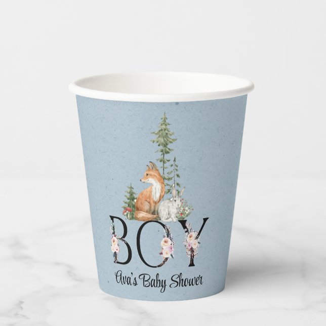 Woodland Animals Boy Baby Dusche Pappbecher (Vorderseite)