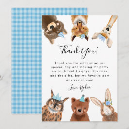 Woodland Animals Boy Birthday Party Dankeskarte