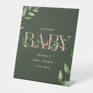 Woodland Animals Briefing Baby Dusche Willkommen Sockelschild