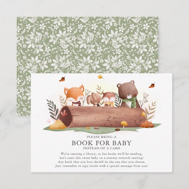 Woodland Animals Buch für Baby Begleitkarte (Vorne/Hinten)
