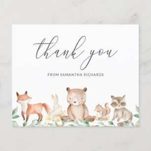 Woodland Animals Budget Kinderdusche Danke Karte