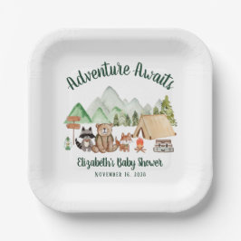 Woodland Animals Camping Adventure Baby Dusche Pappteller