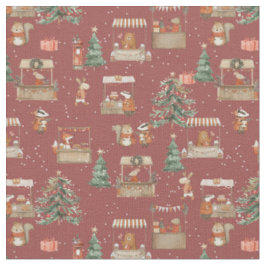 Woodland animals celebrating Xmas - amber Stoff
