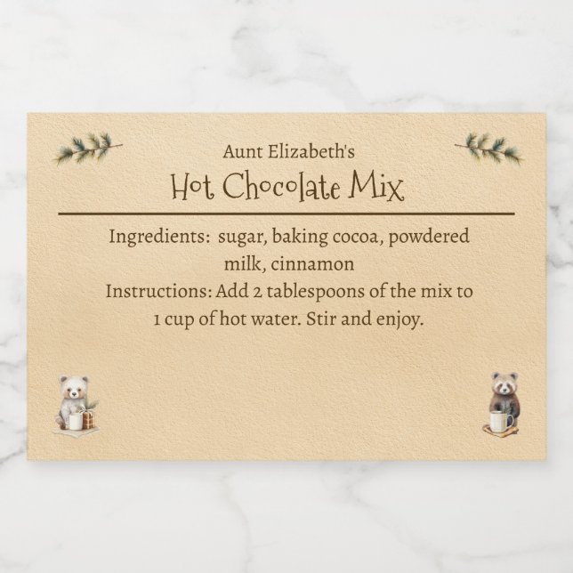 Woodland Animals Christmas Hot Chocolate Mix Lebensmitteletikett (Einzelnes Label)