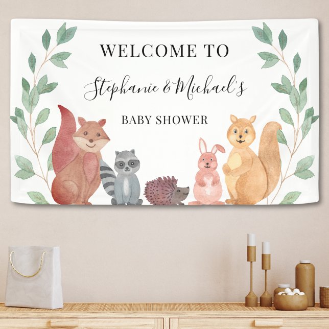 Woodland Animals Couple's Baby Shower Willkommen Banner (Von Creator hochgeladen)