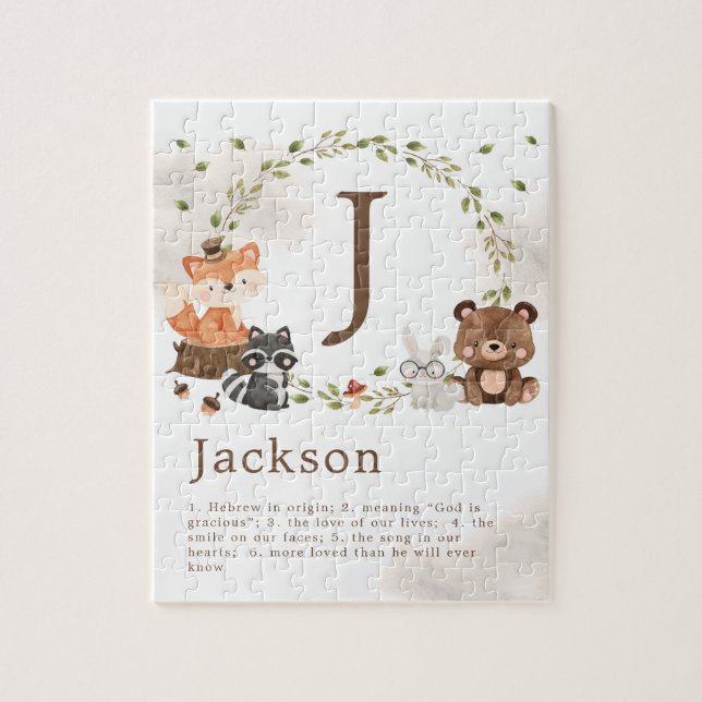 Woodland Animals Custom Monogram (Vertikal)