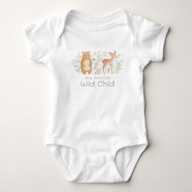 Woodland Animals Cute Baby Shower Gift Strampler (Vorderseite)