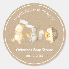 Woodland Animals Danke Baby Dusche Runder Aufkleber