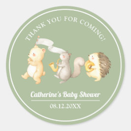 Woodland Animals Danke Baby Dusche Runder Aufkleber
