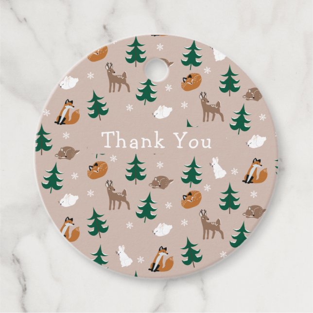 Woodland Animals Deer Fox Bunny Danke Geschenkanhänger (Vorderseite)
