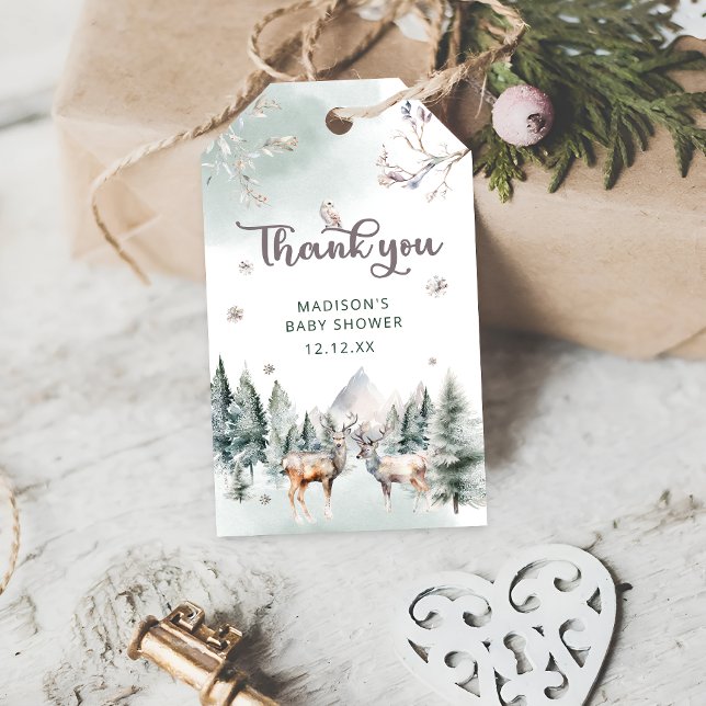 Woodland Animals Deer Winter Baby Dusche Vielen Da Geschenkanhänger (Von Creator hochgeladen)