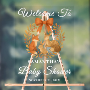 Woodland Animals Fall Baby Dusche Willkommen Acrylschild