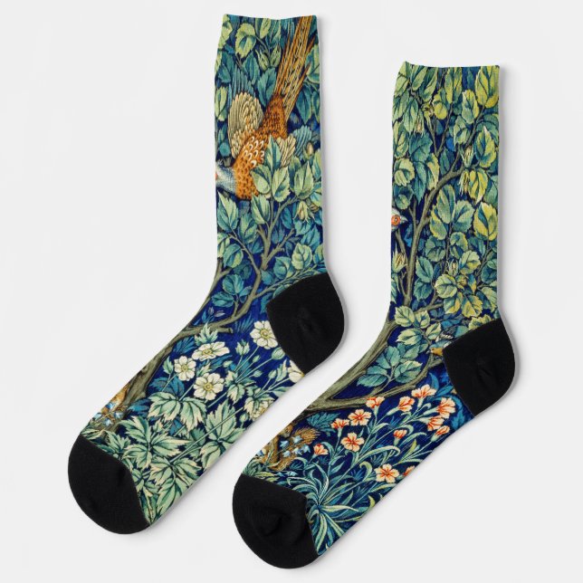 Woodland Animals & Flowers, William Morris Socken (Linkes Detail)