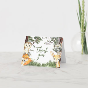 Woodland Animals Forest Baby Dusche Dankeskarte