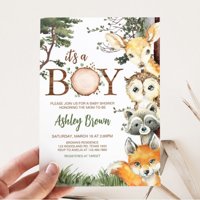 Woodland Animals Forest Baby Dusche Einladung (Woodland Forest Baby Shower Invitation)