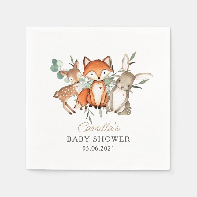 Woodland Animals Forest Baby Dusche Serviette (Vorderseite)