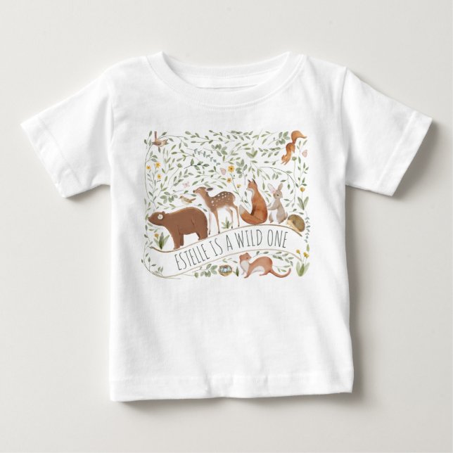 Woodland Animals Forest Friends Kinderdusche Baby T-shirt (Vorderseite)
