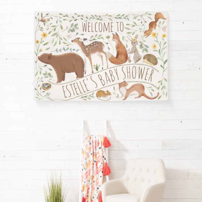Woodland Animals Forest Friends Kinderdusche Banner (InSitu)