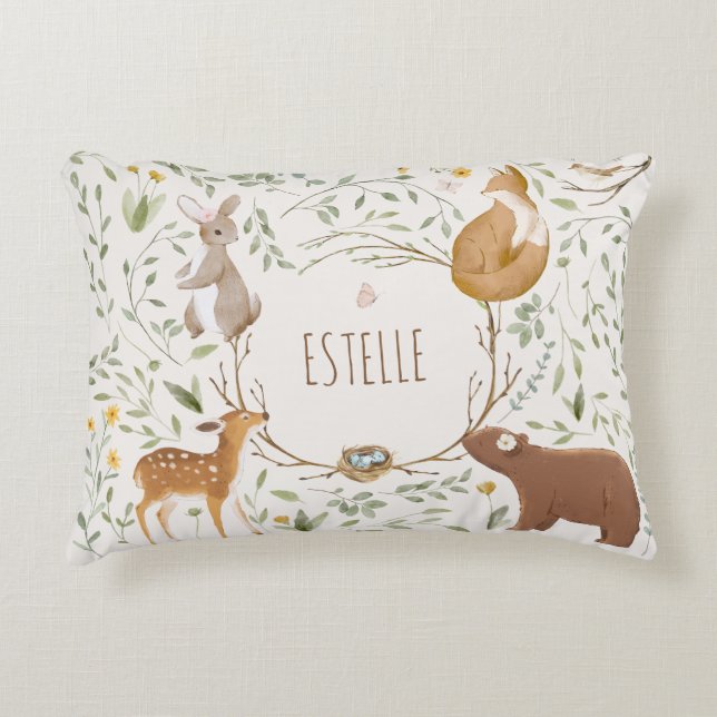 Woodland Animals Forest Friends Kinderdusche Dekokissen (Vorderseite)