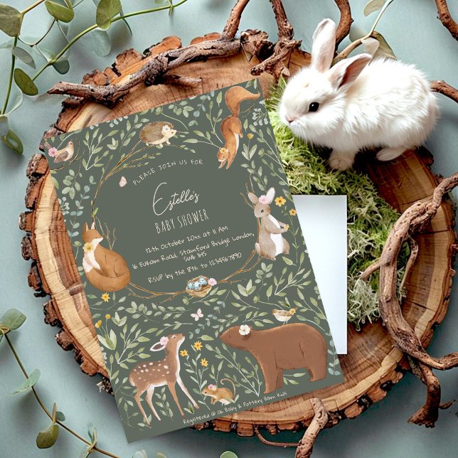 Woodland Animals Forest Friends Kinderdusche Einladung (Von Creator hochgeladen)