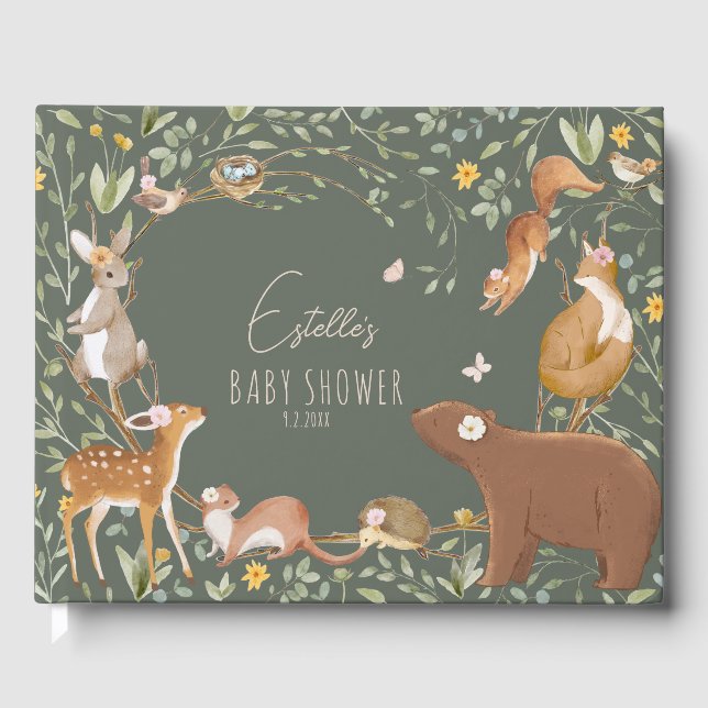 Woodland Animals Forest Friends Kinderdusche Gästebuch (Vorderseite)