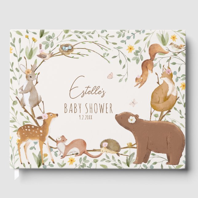 Woodland Animals Forest Friends Kinderdusche Gästebuch (Vorderseite)