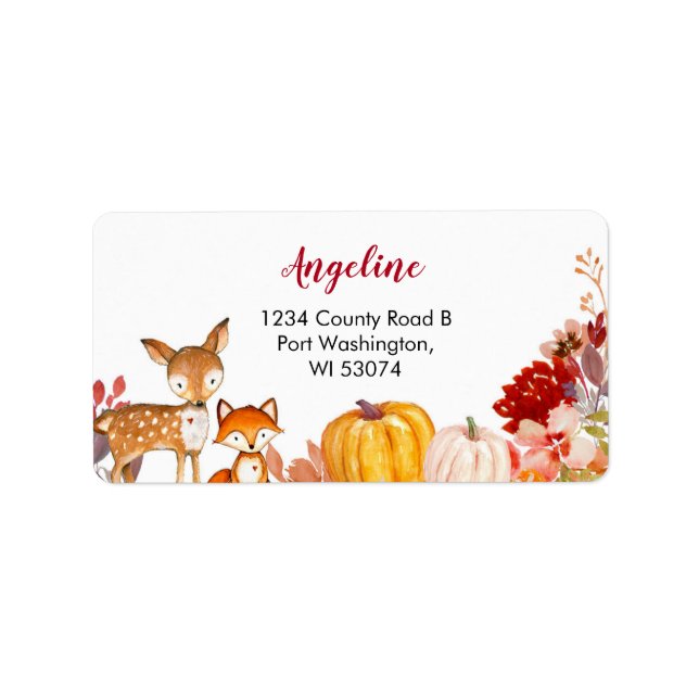 Woodland Animals Freunde Pumpkin-Adressetikett Adressaufkleber (Vorne)