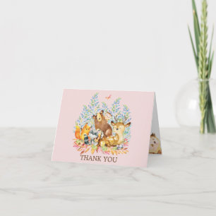 Woodland Animals Girals Baby shower Merci Note